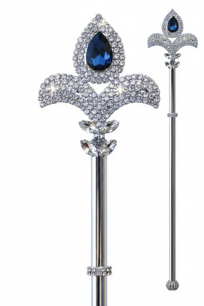 Millenium Rhinestone D'Lis Royal Scepter Silver Dark Blue Mountain
