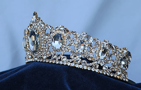 Adjustable Gold Crystal Crown Tiara