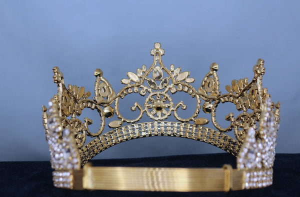 Continental Premium Gold Light Pink Contoured Crown Tiara MEDIUM Queen/Princess,OVERSTOCK CLEARANCE