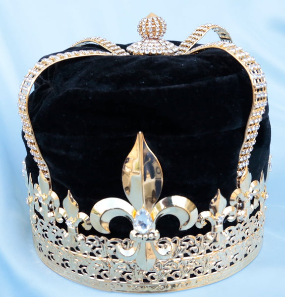 Imperial State Men's King Rhinestone Gold and Black Crown MASCULINE/King/Crown