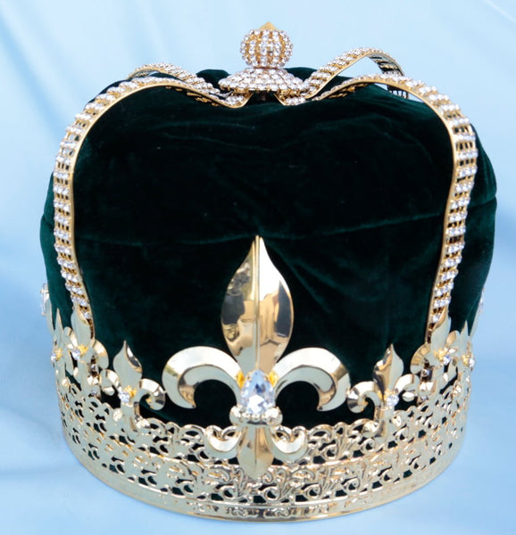 Imperial State Men's King Rhinestone Gold and Green Crown MASCULINE/King/Crown