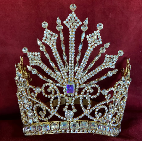 Adjustable Rhinestone gold crown tiara Crown.Designers