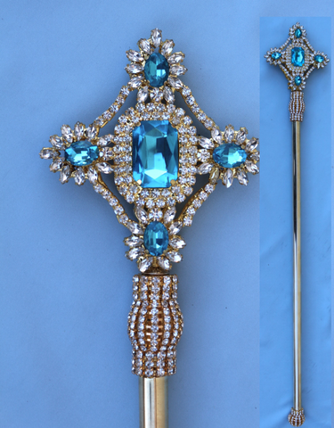 Imperial Rhinestone Gold Aquamarine Scepter