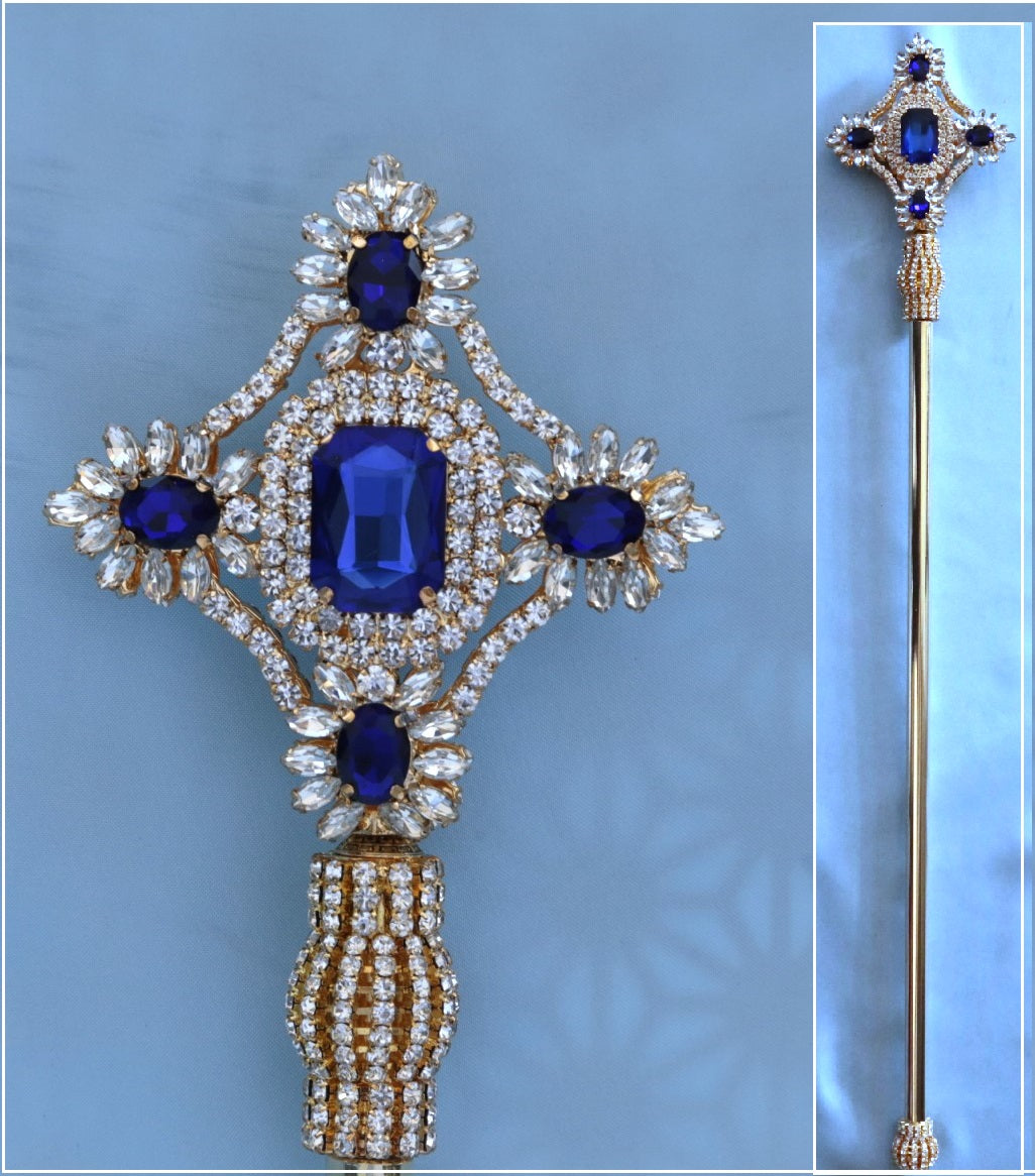 Imperial Rhinestone Gold Blue Sapphire Scepter
