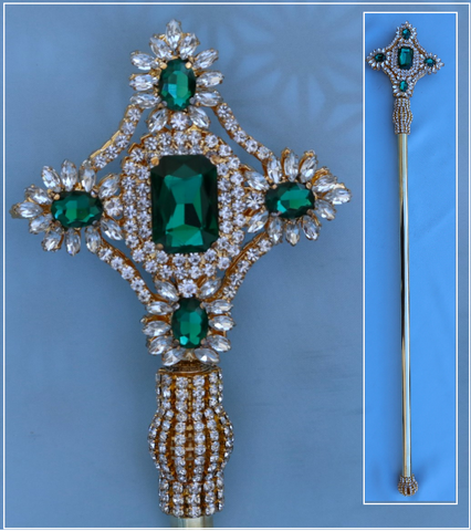 Imperial Rhinestone Gold Emerald Green Scepter