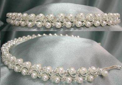 Pearl Headband with Silver Rhinestones - CrownDesigners