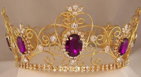 Rhinestone Imperial Celtic Jewelled Men's gold Amethyst Crown - CrownDesigners