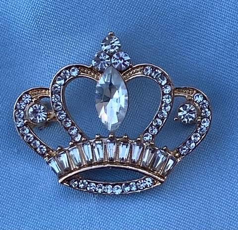 Rhinestone Crown Gold Brooch Pin CrownDesigners