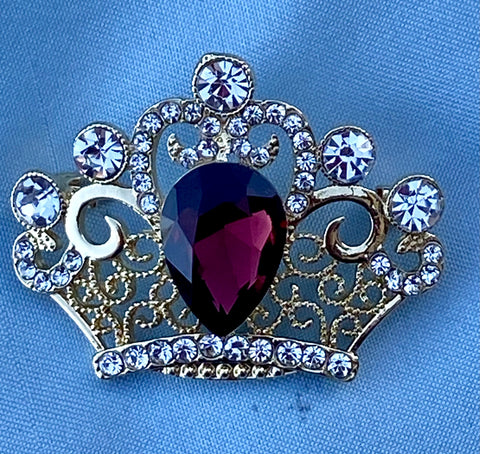 Rhinestone Crown Brooch Gold Pin CrownDesigners