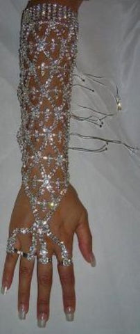 The Queen Alexandria Silver Rhinestone Arm Bracelet - CrownDesigners