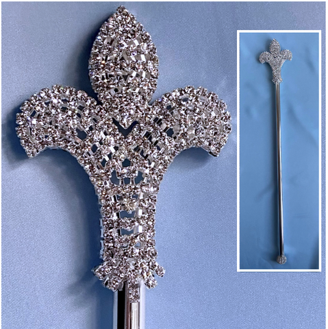 Fleur D'lis Rhinestone Silver Scepter CrownDesigners