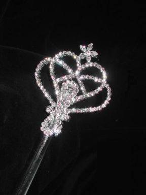 Royal Heart Rhinestone Silver Scepter - CrownDesigners