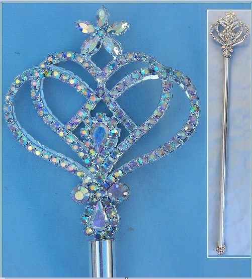 Aurora Borealis Silver Rhinestone Enchanted Rainbow Princess Scepter - CrownDesigners