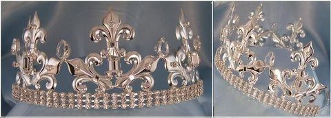 Rothwell Silver Adjustable Unisex Rhinestone Crown Tiara - CrownDesigners