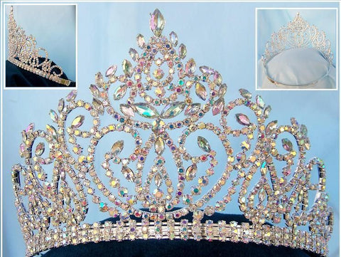 Beauty pageant Aurora Borealis adjustable crown tiara - CrownDesigners