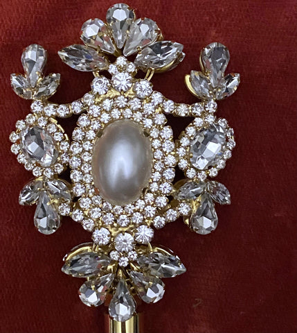 Russian Imperial  Dynasty Palace Gold  Pearl Rhinestone Scepter