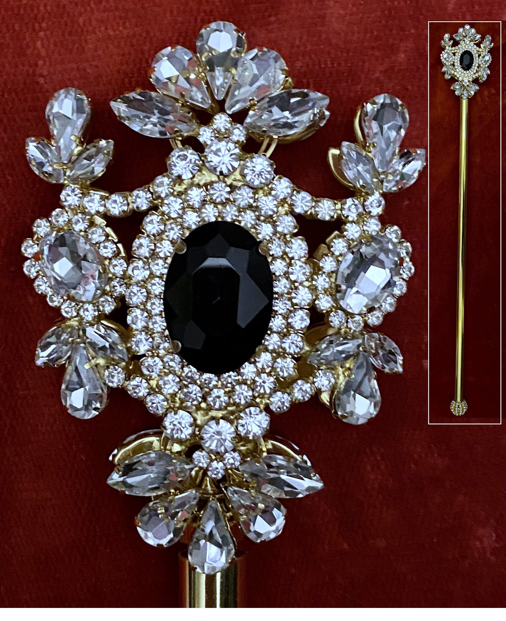 Russian Imperial  Dynasty Palace Gold Black Rhinestone Scepter