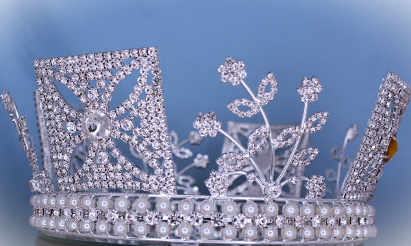 RHINESTONE Elizabeth George IV State Diadem Crown Tiara (UNISEX) - CrownDesigners