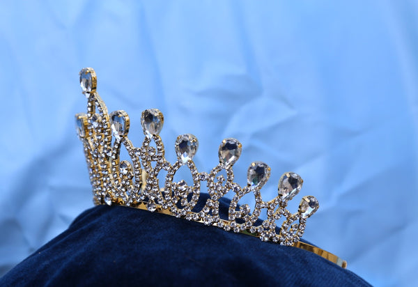 Monarchy Princess Gold Rhinestone Wedding Pageant Tiara
