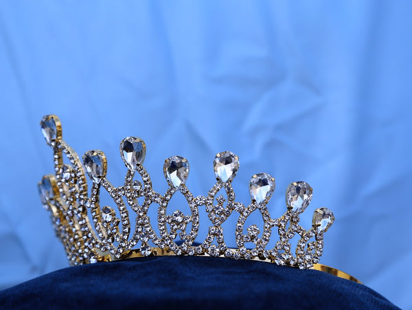 Monarchy Princess Gold Rhinestone Wedding Pageant Tiara