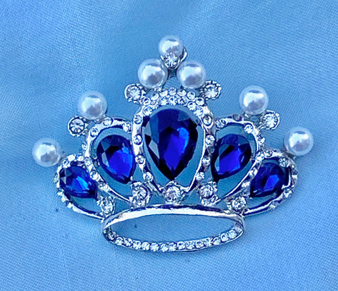 Rhinestone Crown Silver Brooch Pin CrownDesigners