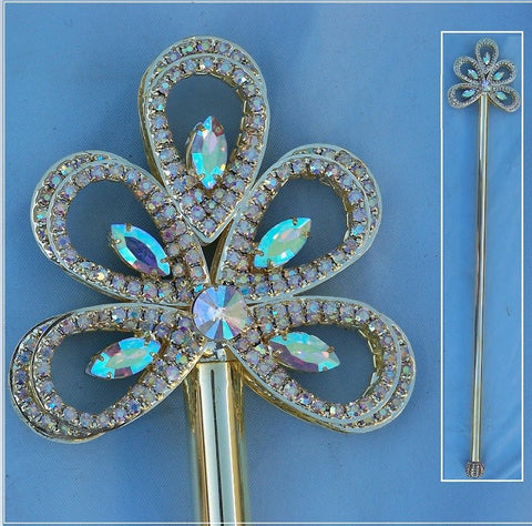 Royal Gold Wave Rhinestone Scepter Aurora Borealis - CrownDesigners