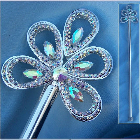 Royal Silver Wave Rhinestone Scepter Aurora Borealis - CrownDesigners