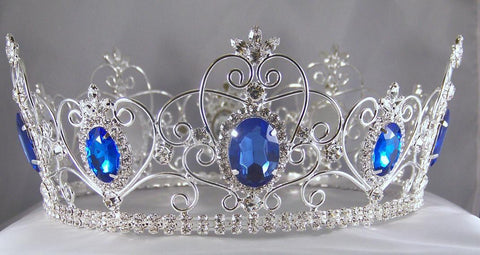 Rhinestone Imperial Celtic Jewelled Mens Silver blue Crown - CrownDesigners