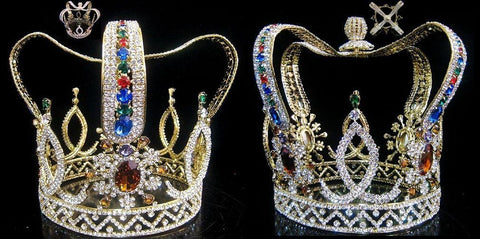 The Royal Stanislaus Crown King Full Mens Rhinestone Gold Crown - CrownDesigners