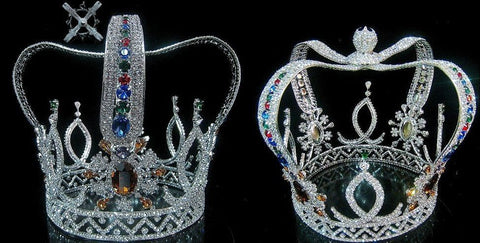 The Royal Stanislaus Crown King Full Mens Rhinestone Silver Crown - CrownDesigners