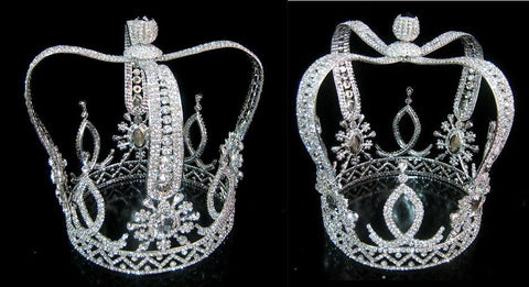 The Royal Stanislaus Crown King Full Mens Rhinestone Silver Crown - CrownDesigners