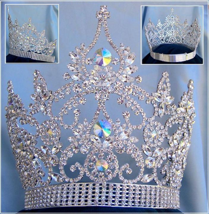 Continental Adjustable Aurora Borealis Rhinestone Crown Tiara - CrownDesigners