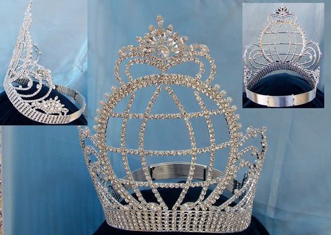 Beauty pageant Silver contoured crown tiara - CrownDesigners