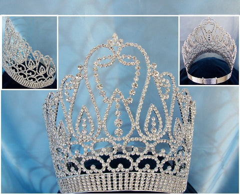 Beauty pageant  Silver  contoured crown tiara - CrownDesigners