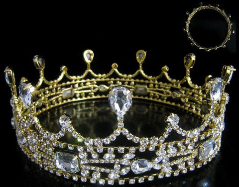 Medieval Castle Full Gold Rhinestone Royal King Crown - CrownDesigners