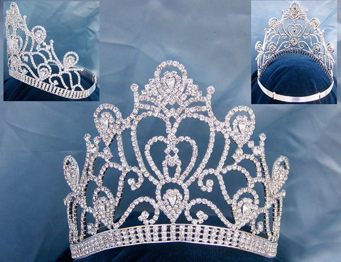 Veronica Pageant Adjustable Contoured Silver  Rhinestone Crown - CrownDesigners
