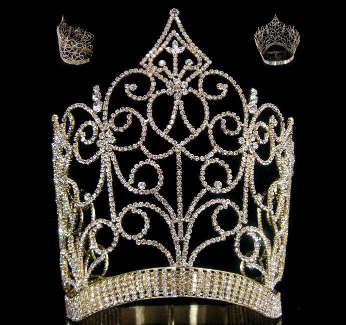 Royal Imperial Queen rhinestone GOLD crown tiara - CrownDesigners