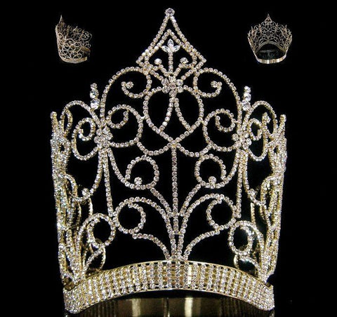Royal Imperial Queen rhinestone GOLD crown tiara - CrownDesigners