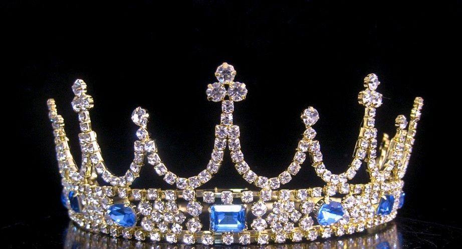 Victorian Style Gold  Rhinestone adjustable crown tiara - CrownDesigners