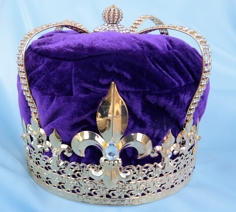 Imperial State Mens King Rhinestone Gold and Purple Crown