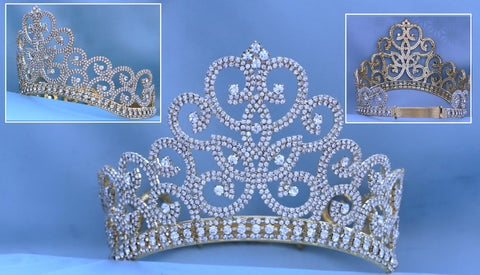 Adjustable Rhinestone Gold Crown Tiara CrownDesigners