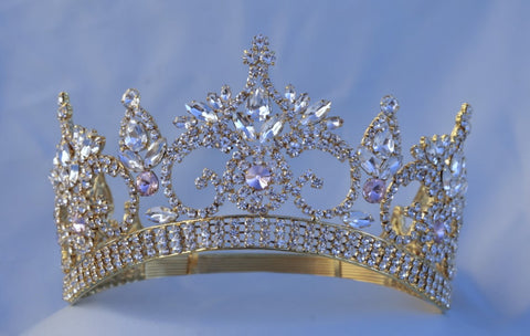 Continental Premium Gold Light Pink Contoured Crown Tiara