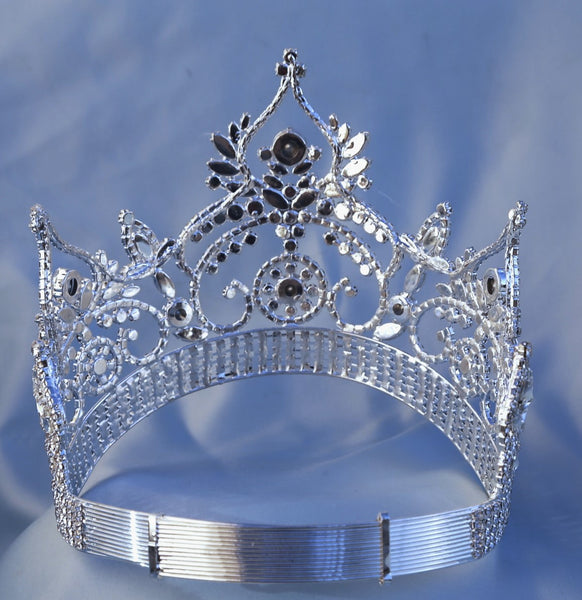 5 in tall adjustable contoured silver continental rhinestone crown