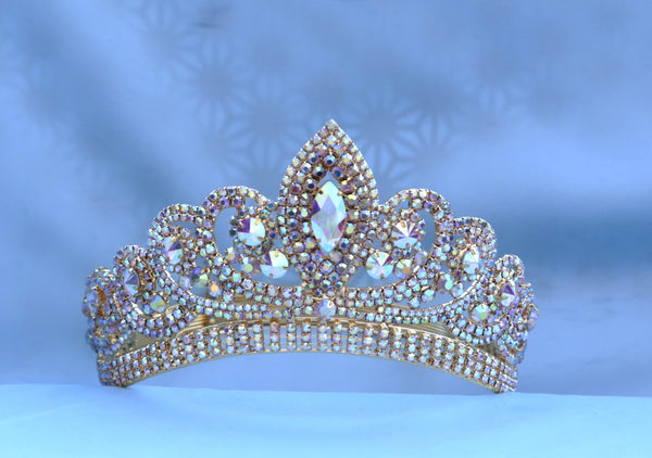 Aurora Borealis Gold Adjustable Crown Tiara