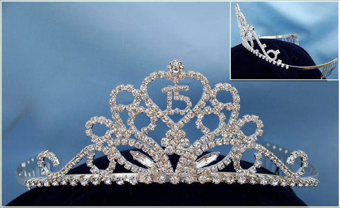 Lizzette Marie &quot;Quince&quot; Rhinestone Princess Tiara - CrownDesigners