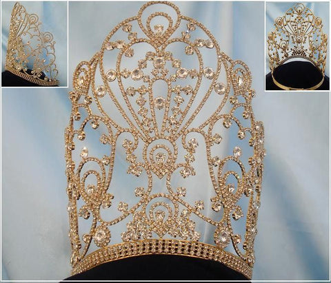 The Empress of Latin America Stars Rhinestone GOLD CROWN Tiara - CrownDesigners