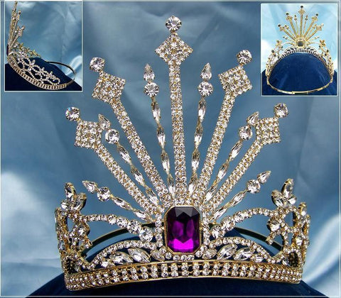 Russia Palace Imperial Rhinestone controured Gold crown Tiara - CrownDesigners