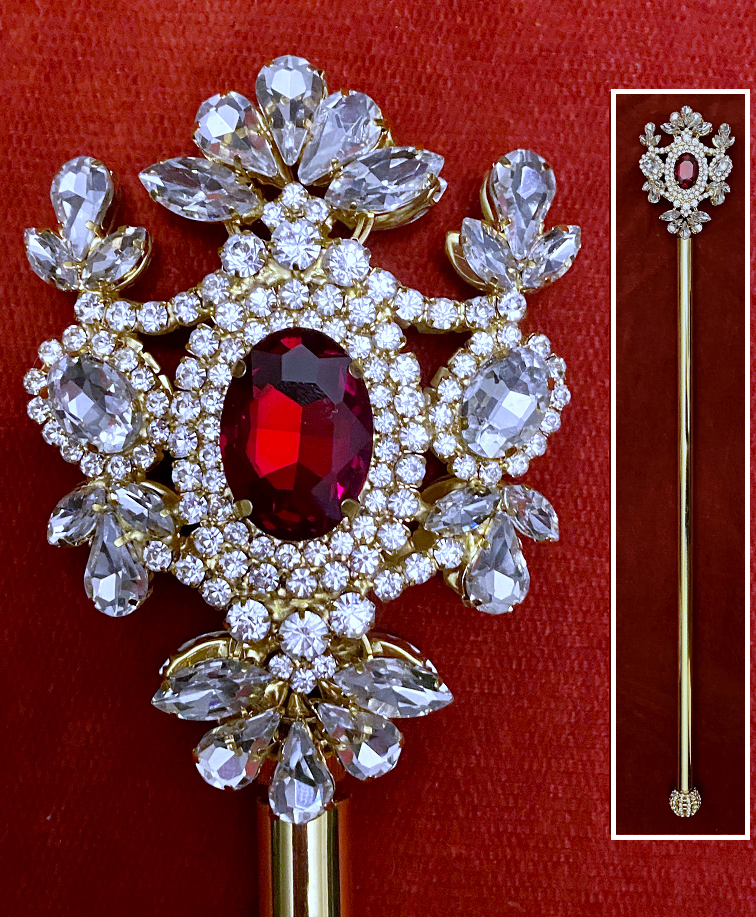 Russian Imperial Dynasty Palace Gold Ruby Red Rhinestone Scepter