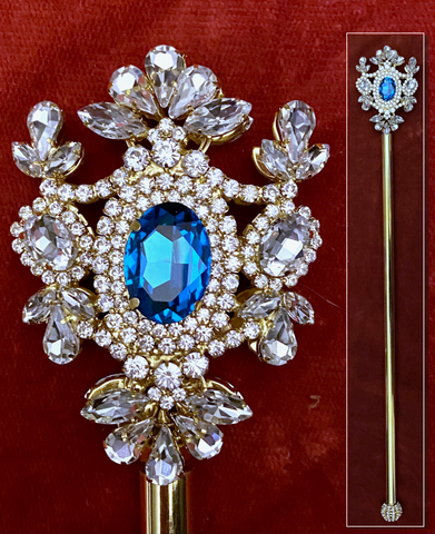 Russian Imperial  Dynasty Palace Gold Aquamarine Rhinestone Scepter