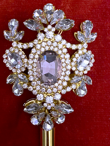 Russian Imperial  Dynasty Palace Gold  Light Pink Rhinestone Scepter